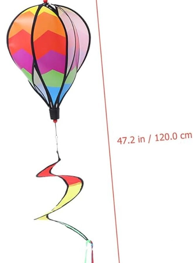 VICASKY 4Pcs Hot Air Balloon Wind Spinner Decor for Garden Patio Striped Checker Design - Image 3